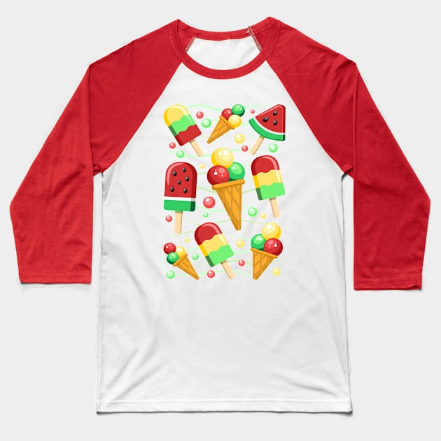 Ice Cream Fruity Juicy and Fresh Summer Baseball T-Shirt by BluedarkArt